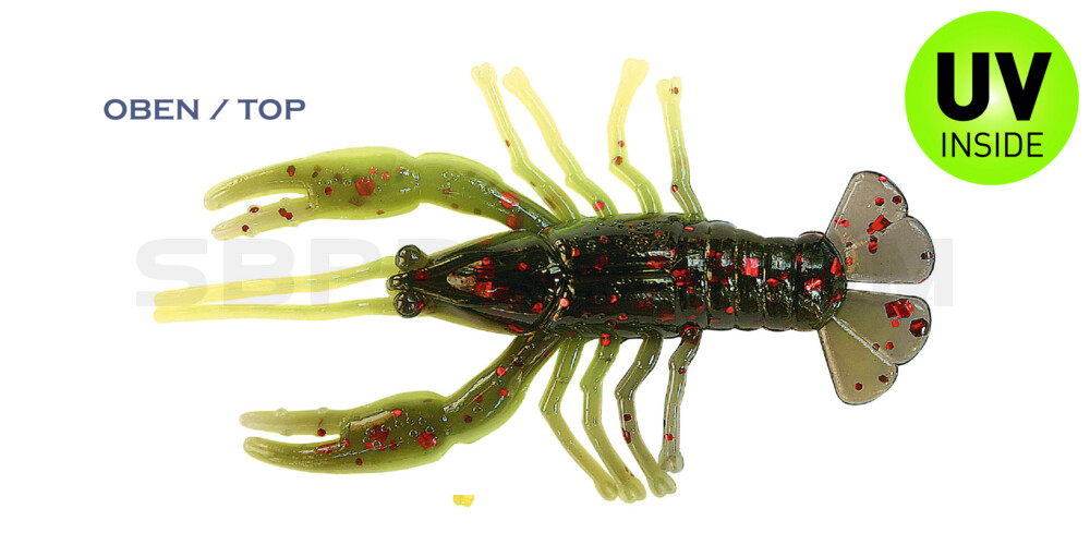 Baby Crawfish 1" (4,5cm) fluogelb-schwarz roter Glitter