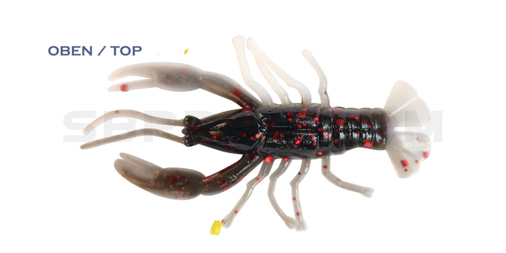 Baby Crawfish 1" (4,5cm) reinweiss-schwarz roter Glitter