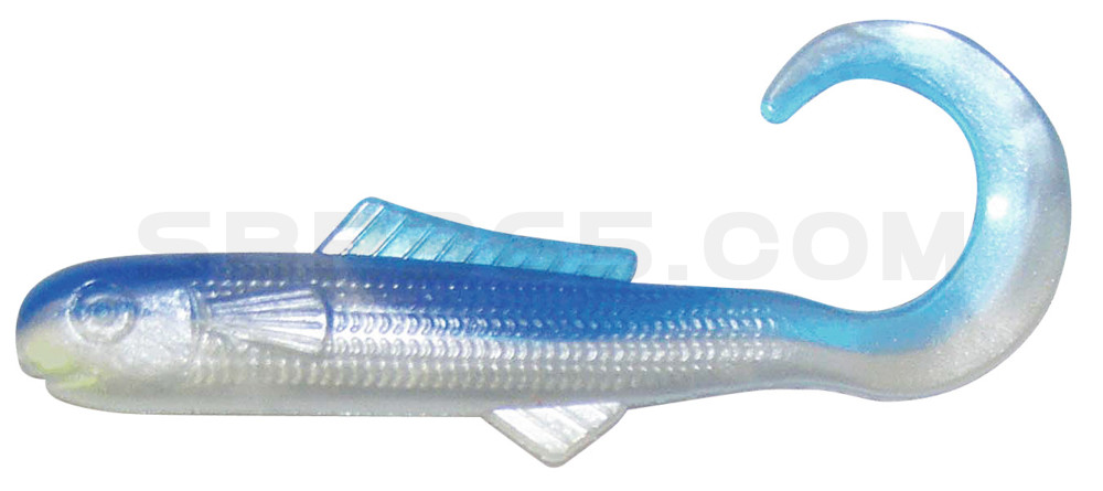 Banjo Curl Tail 4" (ca. 10 cm) Pearl w/blue Back