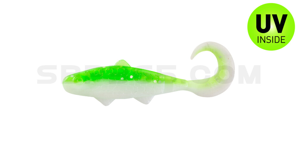 Banjo Twister 1" (ca. 3,5 cm) reinweiss / grün-Glitter
