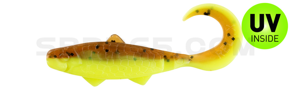 Banjo Twister 2" (ca. 5,0 cm) fluogelb  / olivebraun-Glitter