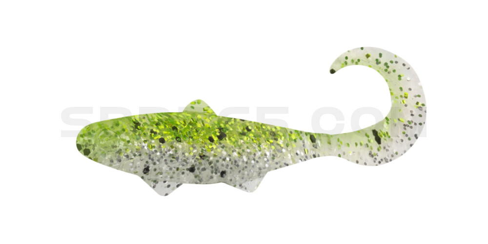 Banjo Twister 2" (ca. 5,0 cm) klar silber Glitter / chartreuse Glitter