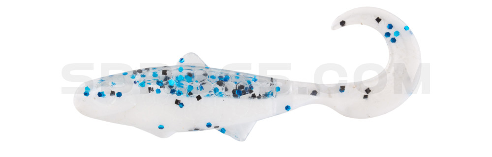 Banjo Twister 2" (ca. 5,0 cm) reinweiss / klar blau Glitter