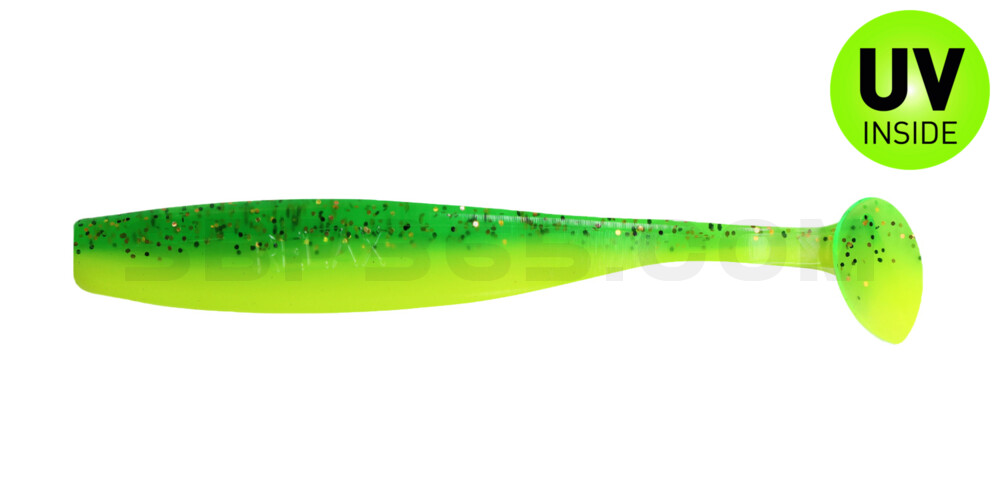 Bass Shad 2,5" (ca. 7 cm) fluogelb  / grün-Glitter