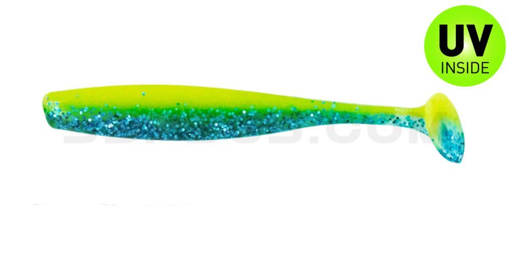 Bass Shad 2,5" (ca. 7 cm) fluogelb / sky-blue Glitter