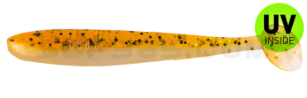 Bass Shad 3“ (ca. 9 cm) goldperl / motoroil Glitter