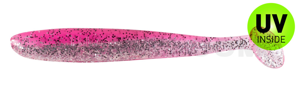 Bass Shad 3“ (ca. 9 cm) klar silber Glitter / hot pink Glitter