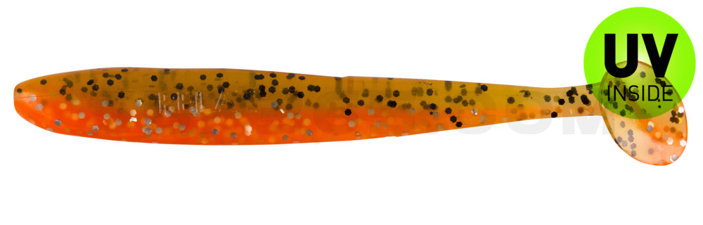 Bass Shad 3“ (ca. 9 cm) orange-Glitter / olivebraun-Glitter