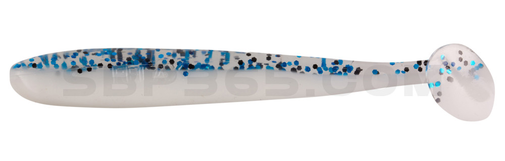 Bass Shad 3“ (ca. 9 cm) reinweiss / klar blau Glitter