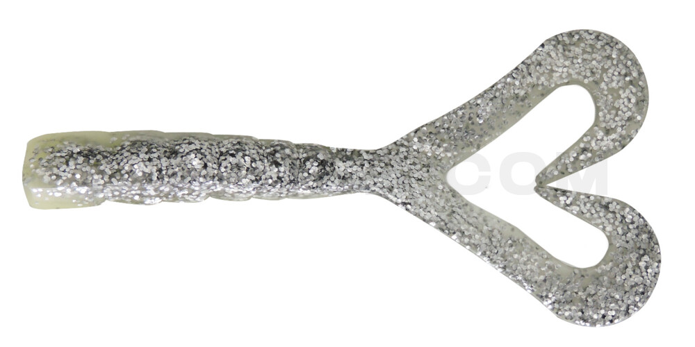 Big Twin Tail 4"(ca.10cm) selbstleuchtend - silber Glitter