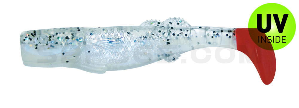 California 4" (ca. 11,0 cm) blauperl / klar salt´n pepper Glitter