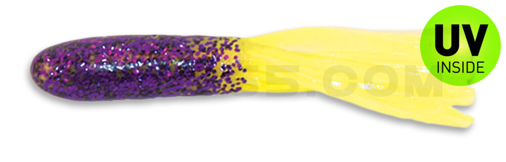 Crappie Tube 1.75" (ca. 4,5 cm) im Zip Bag Purple Glitter/Chartreuse