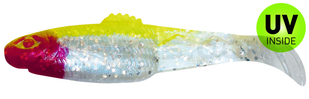 Diamond-Shad 2,5" (ca. 7,0 cm) blauperl-Glitter / fluogelb