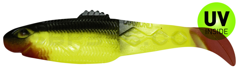 Diamond-Shad 2,5" (ca. 7,0 cm) fluogelb / schwarz