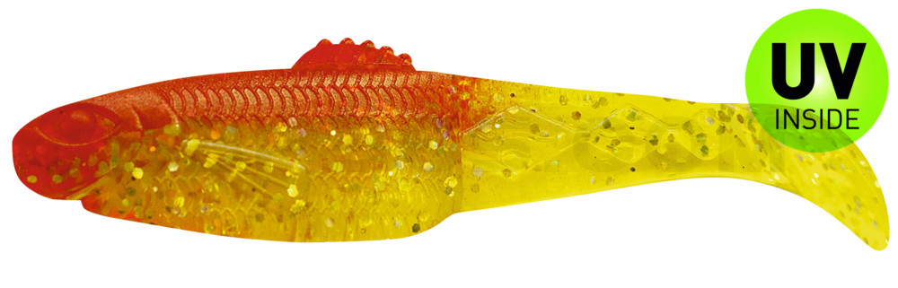 Diamond-Shad 2,5" (ca. 7,0 cm) grün(chartreuse)-Glitter / rot