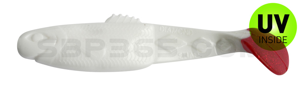 Diamond Shad 5" (ca. 13,5 cm) reinweiss / Red Tail
