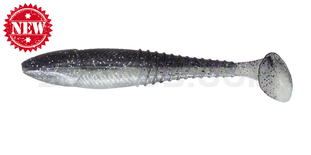 Finesse Swimmer 4,4"  (ca. 11,5 cm) im Hartschalenblister Smoke Purple Flake/Clear Belly