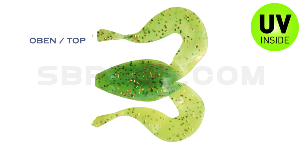 Frog 3" (ca. 8,0 cm) fluogelb  / grün-Glitter