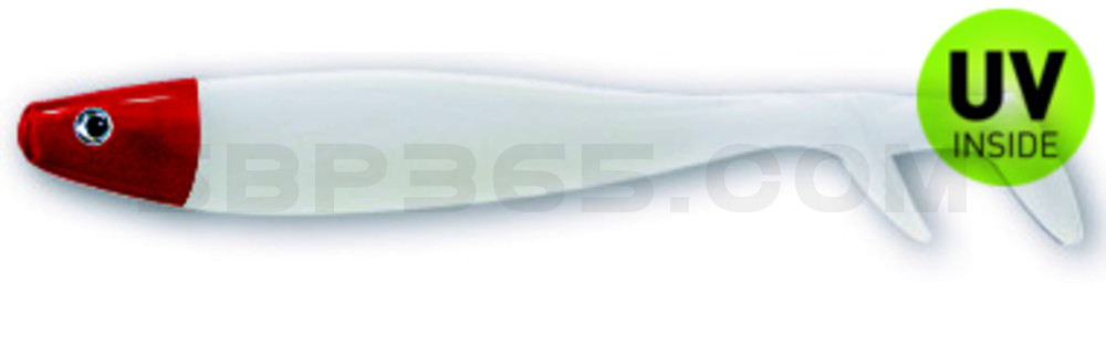 Fury Shad 6" (ca. 15 cm) reinweiss / Red Head