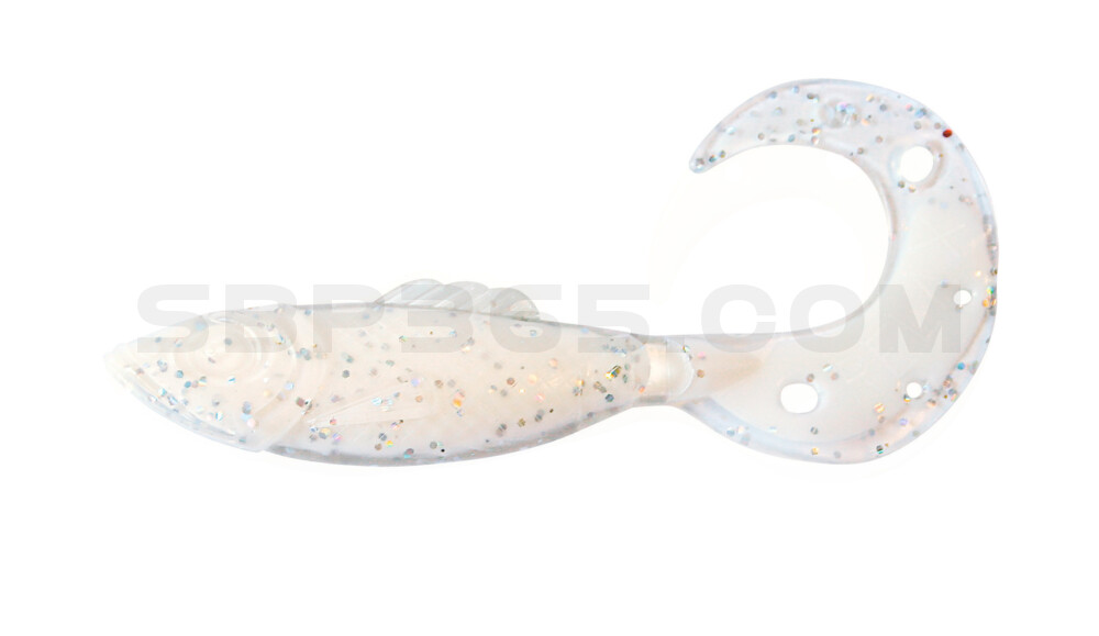Killer Grub 4" (ca. 12,0 cm) reinweiss / klar salt´n pepper Glitter