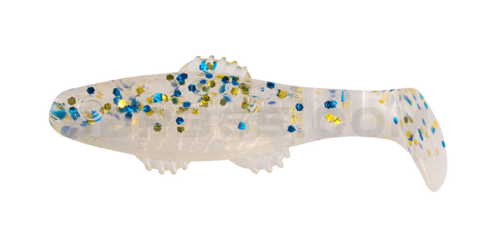 Killer Shad 2" (ca. 5,0 cm) goldperl / klar blau Glitter