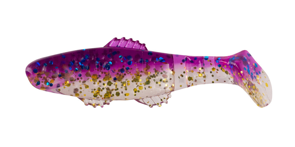 Killer Shad 2" (ca. 5,0 cm) klar gold Glitter  / violett-electric blue Glitter
