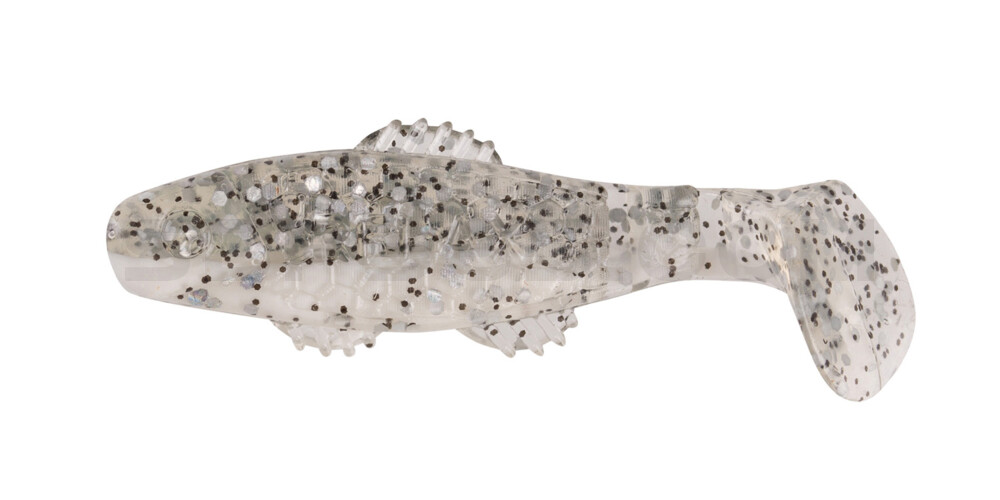 Killer Shad 2" (ca. 5,0 cm) reinweiss / klar salt´n pepper Glitter