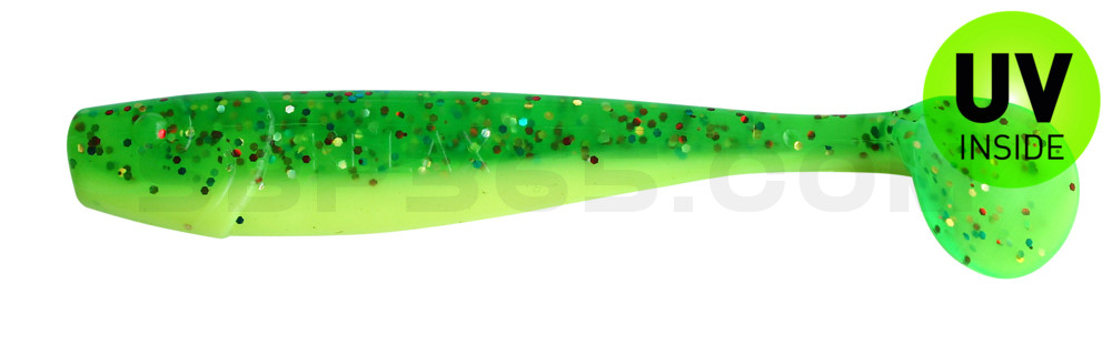King-Shad 3" (ca. 8,0 cm) fluogelb  / grün-Glitter