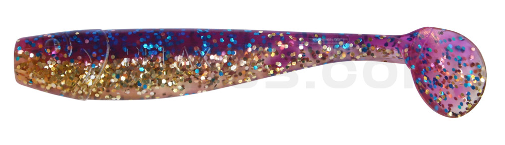 King-Shad 4" (ca. 11,0 cm) klar gold Glitter  / violett-electric blue Glitter