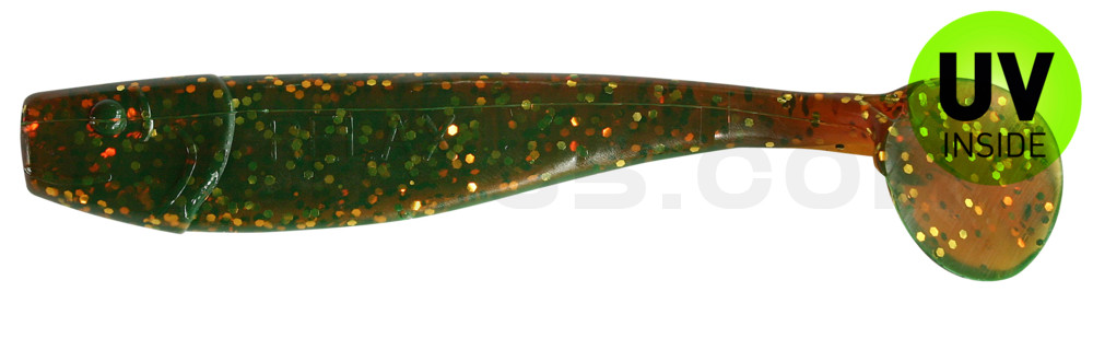 King-Shad 4" (ca. 11,0 cm) motoroil-gold-Glitter