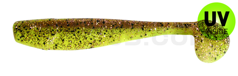 King-Shad 5" (ca. 14,0cm) fluogelb  / klar kupfer, schwarz Glitter