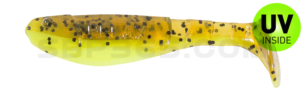 Kopyto-Classic 2,5" (ca.7,0 cm) fluogelb  / olivebraun-Glitter