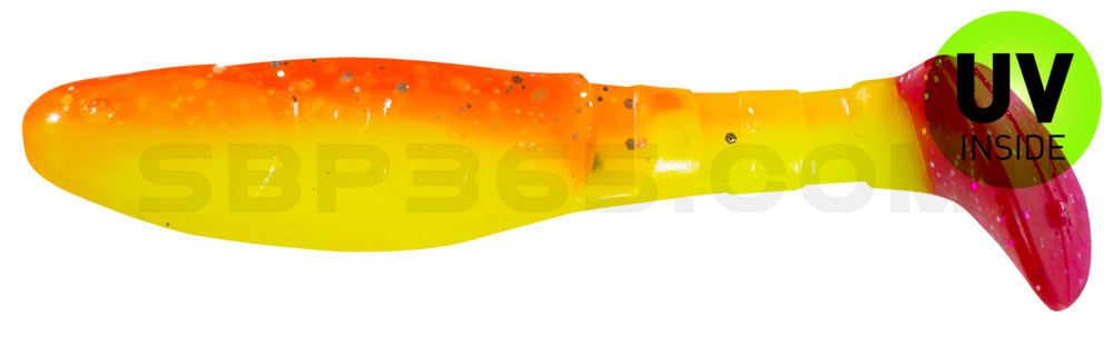 Kopyto-Classic 3" (ca. 8,0 cm) fluogelb  / orange-silber Glitter / red tail