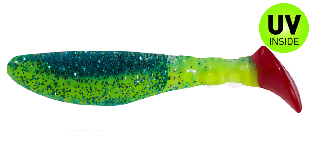 Kopyto-Classic 3" (ca. 8,0 cm) fluogelb / sky-blue Glitter red tail