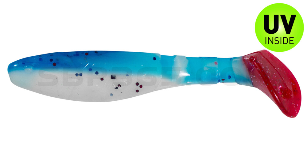 Kopyto-Classic 3" (ca. 8,0 cm) reinweiss / klar blau Glitter / red tail