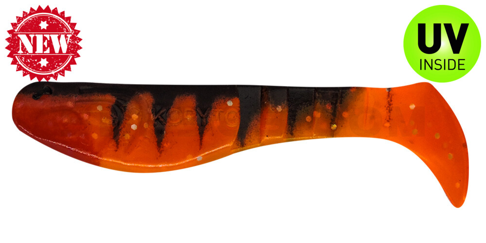 Kopyto-Classic 3" Zander (ca. 8,0 cm) fluoorange Glitter / Zander / red tail
