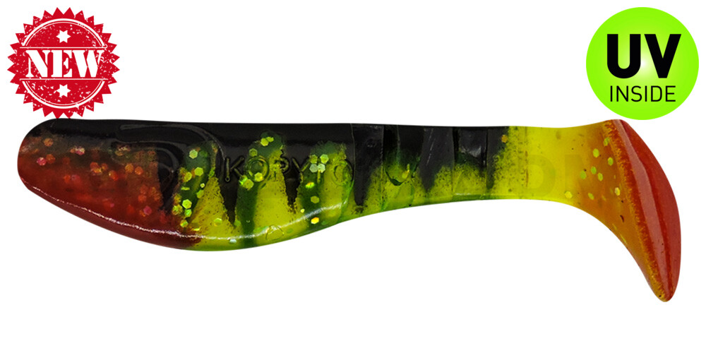 Kopyto-Classic 3" Zander (ca. 8,0 cm) grün(chartreuse)-Glitter / Zander / red tail