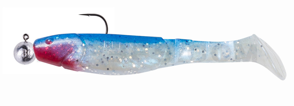 Kopyto-Classic 4" (ca. 11,0 cm) blauperl-Glitter / blau, montiert auf SXRO 6/0 10g