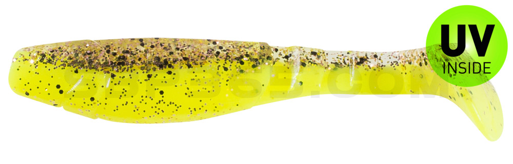 Kopyto-Classic 4" (ca. 11,0 cm) fluogelb  / klar kupfer, schwarz Glitter