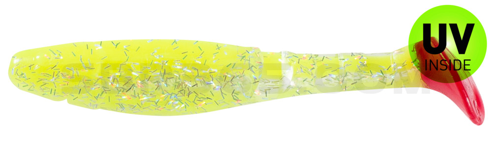 Kopyto-Classic 4" (ca. 11,0 cm) klar silberGlitter / fluogelb / red tail