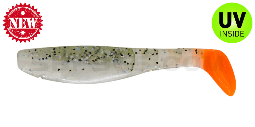 Kopyto-Classic 4" (ca. 11,0 cm) perlweiss / klar salt´n pepper Glitter / orange tail