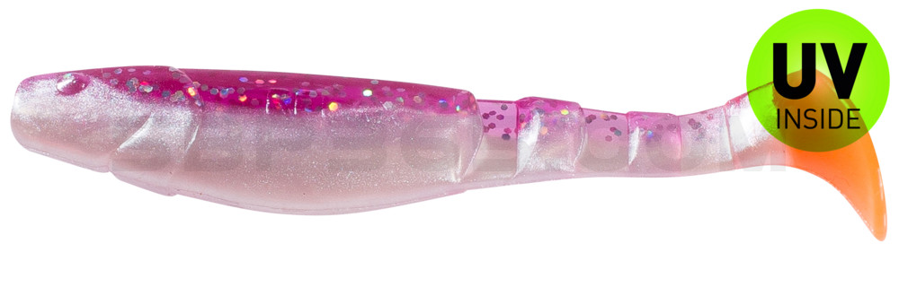 Kopyto-Classic 4" (ca. 11,0 cm) perlweiss / violett-transparent-Glitter / red tail