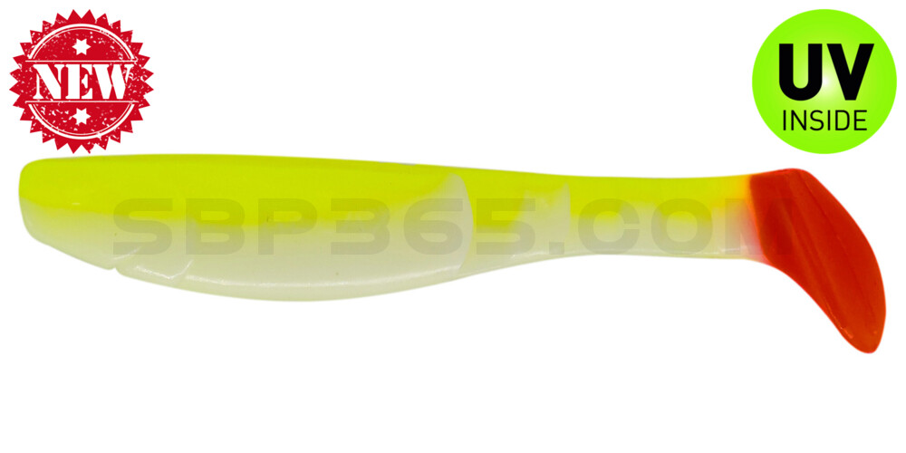 Kopyto-Classic 4" (ca. 11,0 cm) reinweiss / fluogelb / red tail