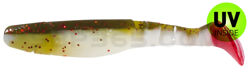 Kopyto-Classic 4" (ca. 11,0 cm) reinweiss / olive-tree-Glitter / red tail