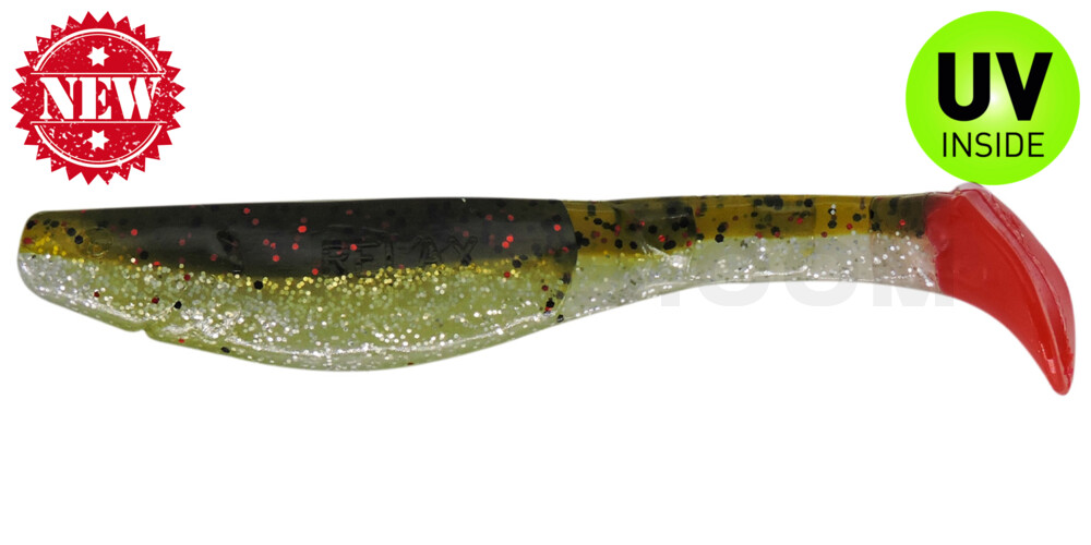 Kopyto-Classic 4" (ca. 11,0 cm) selbstleuchtend Glitter / Kaulbarsch / red tail