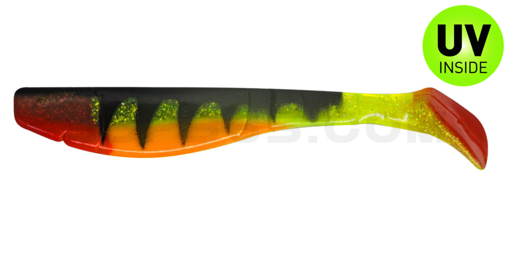 Kopyto-Classic 8" (ca. 20,0 cm) grün(chartreuse)Glitter / Zander / Bauch: orange