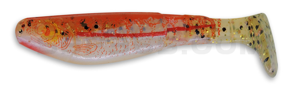 Kopyto-Nature 2,5" (ca.7,0 cm) blauperl / klar salt´n pepper Glitter / Zander / Bauch: orange