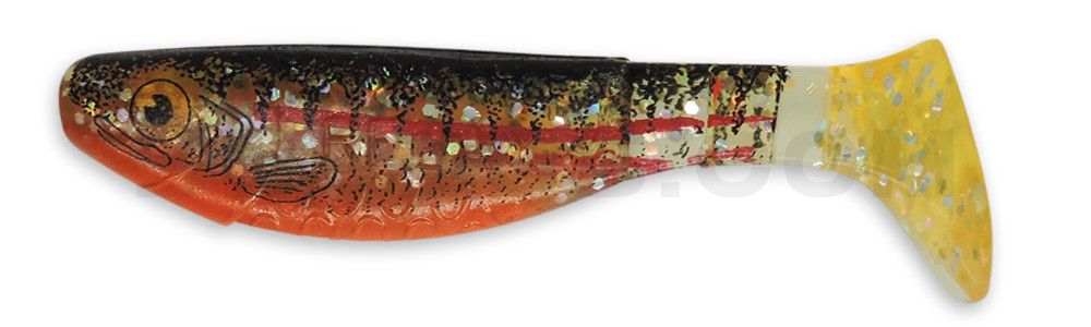 Kopyto-Nature 3" (ca. 8,0 cm) klar silber Glitter / Zander / Bauch: orange