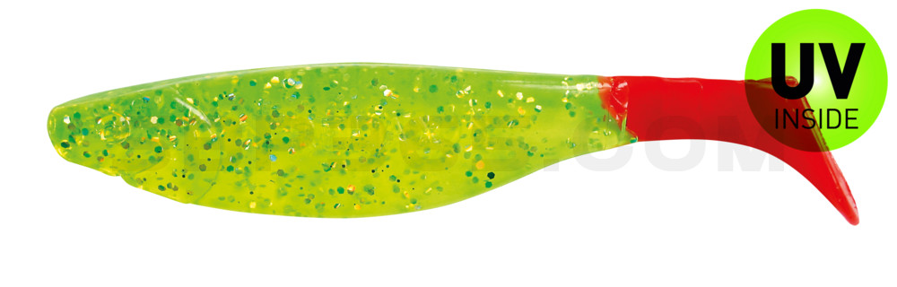 Kopyto-River 4" (ca. 11,0 cm) grün(chartreuse)-glitter / red tail