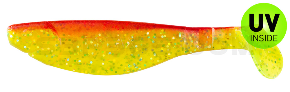 Kopyto-River 4" (ca. 11,0 cm) grün(chartreuse)-Glitter / rot